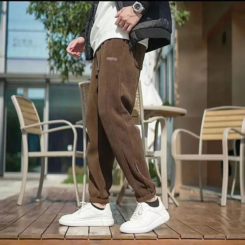 Pantalones de chándal con puños, versátiles y a la moda para hombre