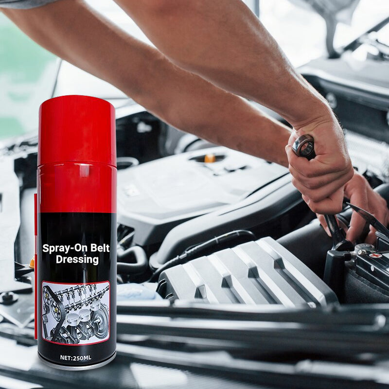 Spray lubricante y silenciador para correas de motores de automoción